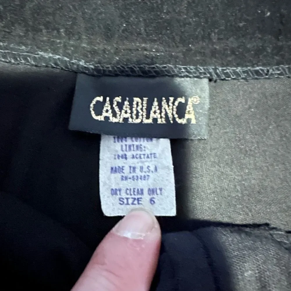 VTG Casablanca Velvet Pants Pleated Black Size 6 USA Women's High Rise 25”x30”